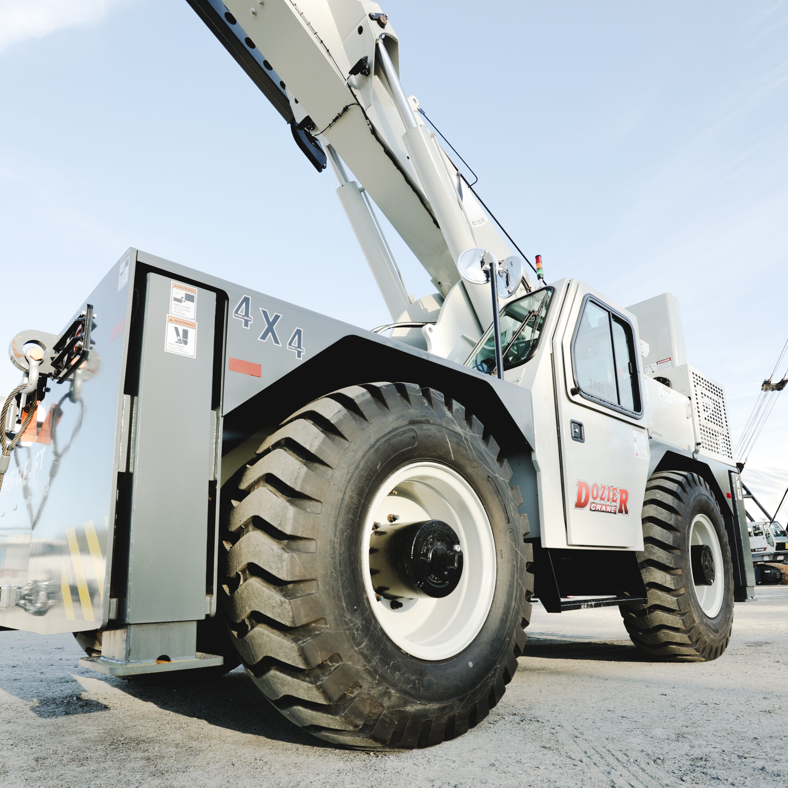 boom truck crane on construction site