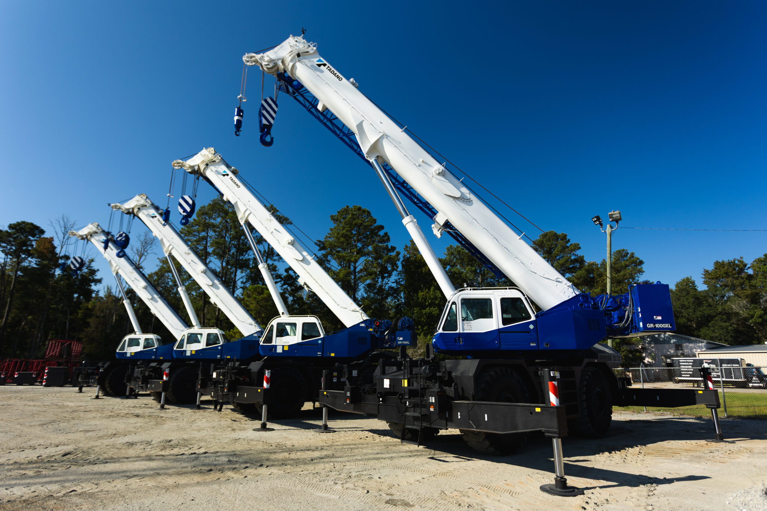 Fleet of cranes pictured at the Dozier Crane yard