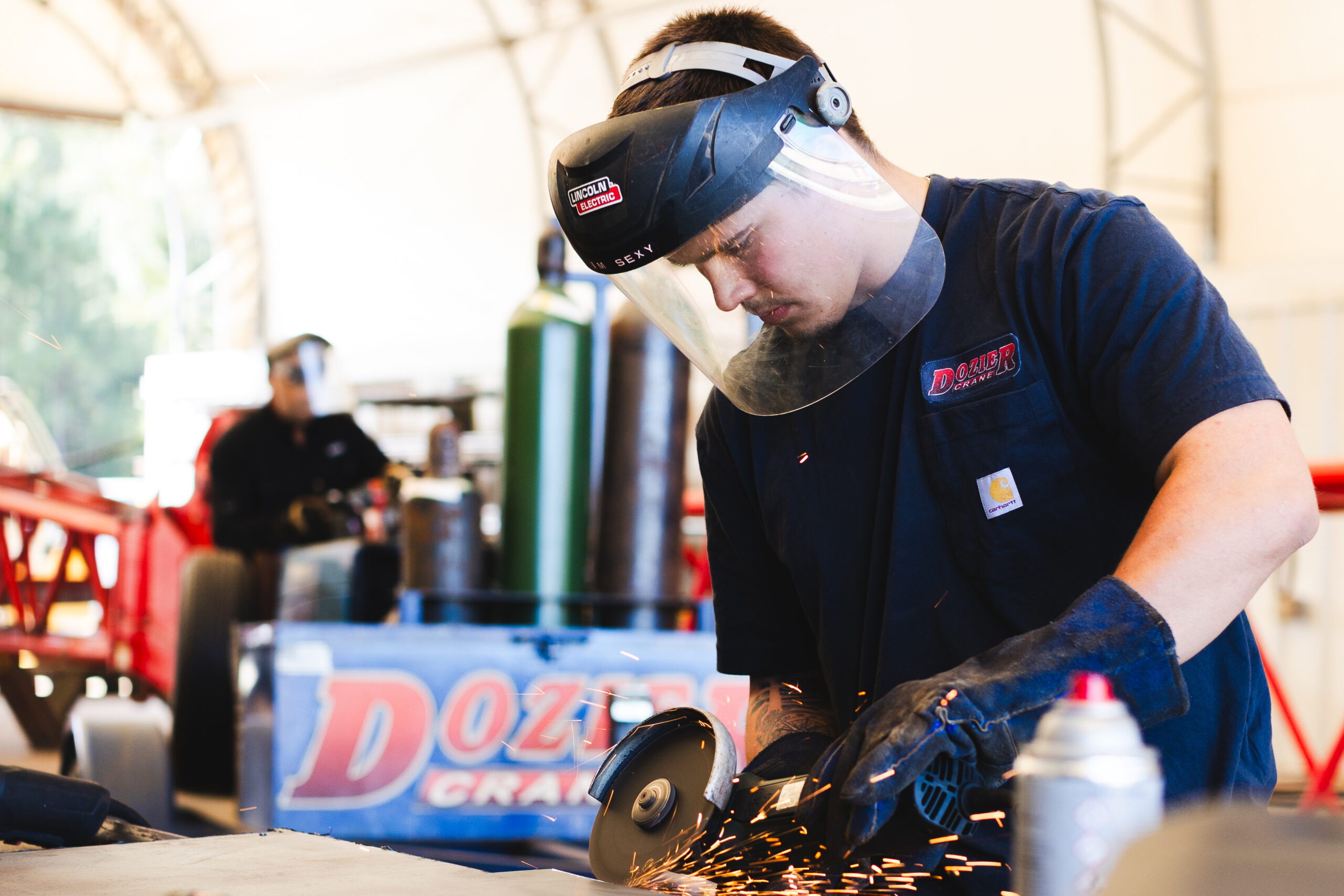Dozier Crane team members working in the service shop.